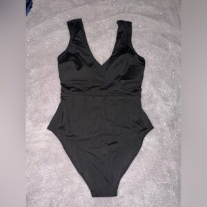 Black one-piece bathing suit